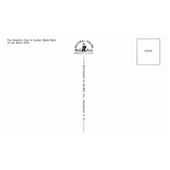 Postcard Chrome The Needle's Eye in Custer State Park of Black Hills - Picture 2 of 2